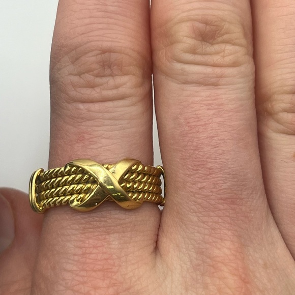 Tiffany & Co. 18K Yellow Gold Schlumberger X Rope Ring - Picture 5 of 9